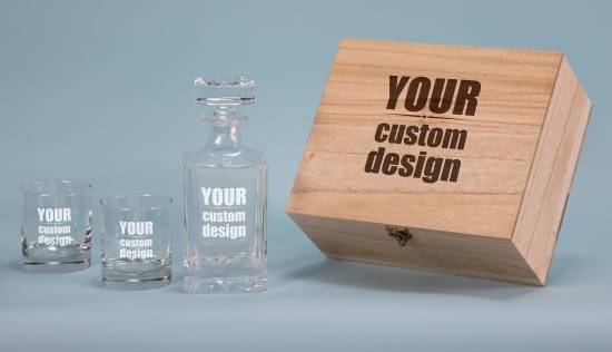 Custom Design 750 ml Decanter with 2 spirit Glass Gift Set
